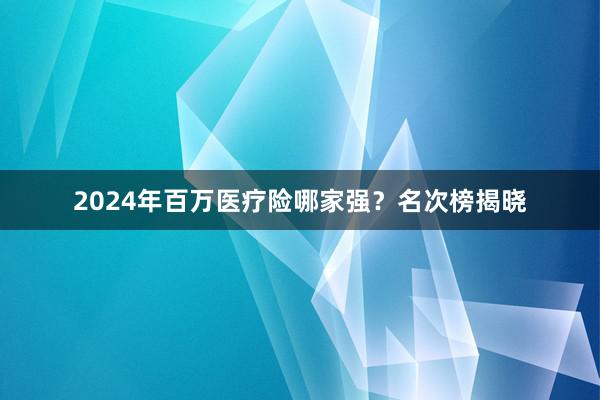 2024年百万医疗险哪家强？名次榜揭晓