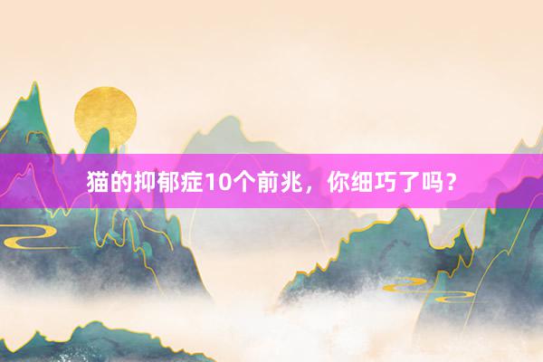 猫的抑郁症10个前兆，你细巧了吗？
